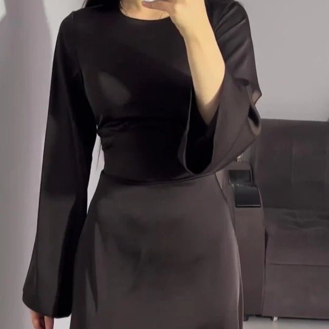 Waist Slim Abaya, Strappy Solid Color Abaya (MA106) - Mariam's Collection