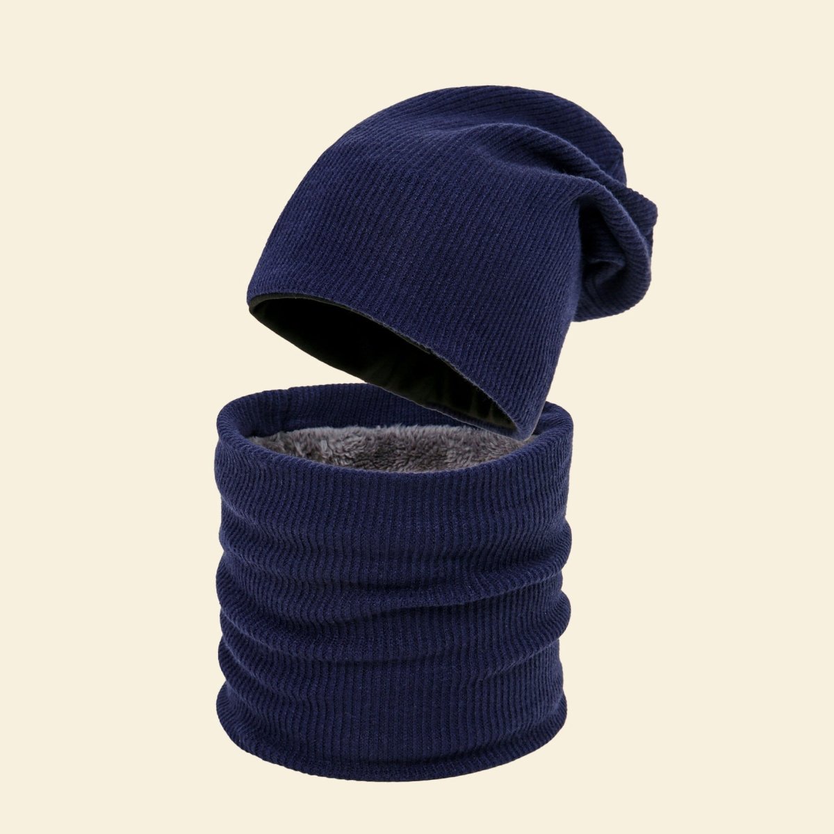 Warm Knit Beanie with Looped Scarf Set (MAC299) - Mariam's Collection