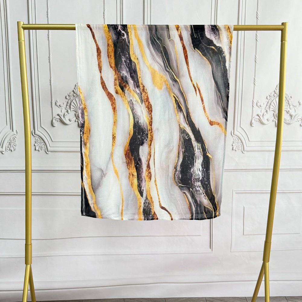 Watercolor Artistic Modal Hijab with Painted Floral Motifs (MH144) - Mariam's Collection