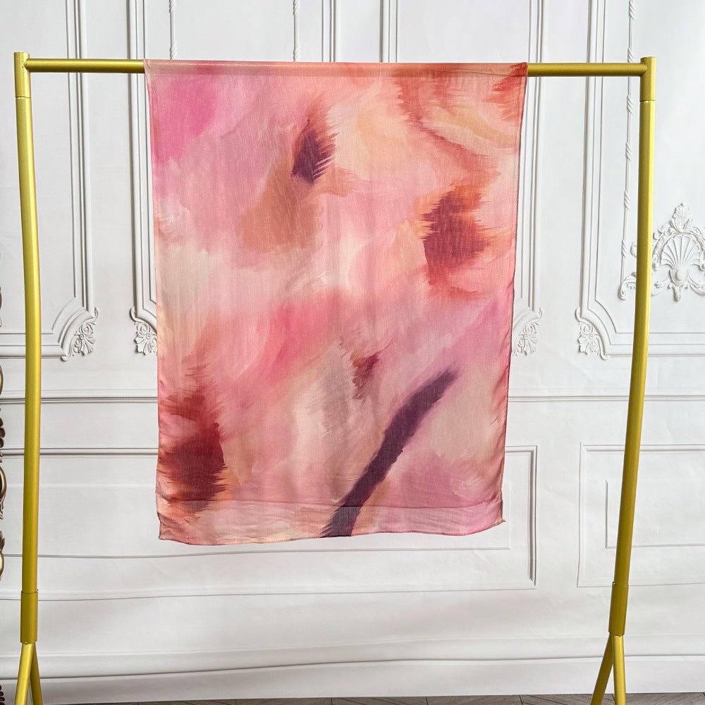 Watercolor Artistic Modal Hijab with Painted Floral Motifs (MH144) - Mariam's Collection