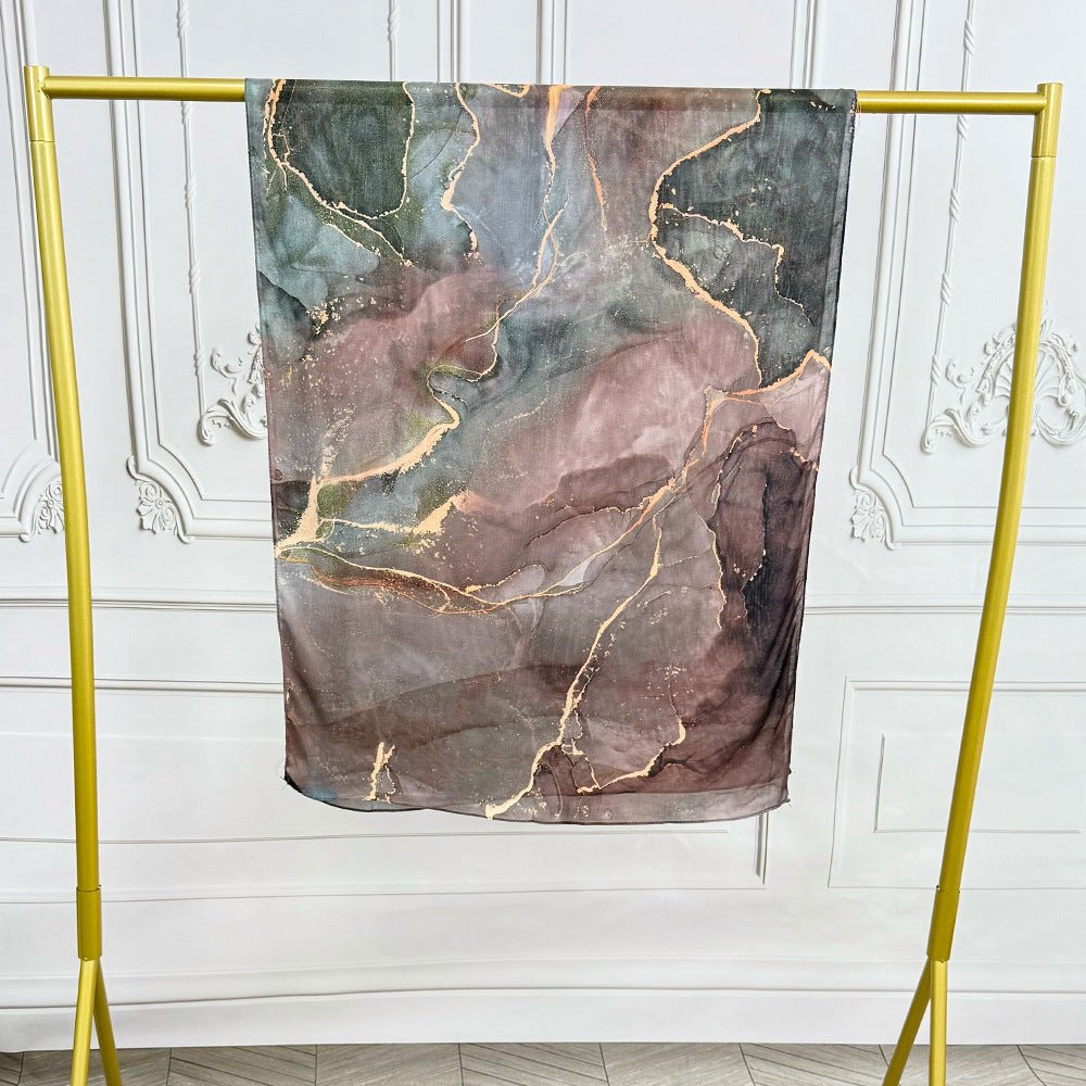 Watercolor Artistic Modal Hijab with Painted Floral Motifs (MH144) - Mariam's Collection