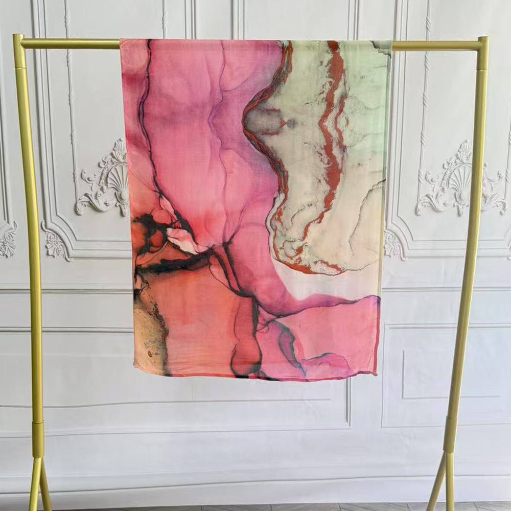 Watercolor Artistic Modal Hijab with Painted Floral Motifs (MH144) - Mariam's Collection