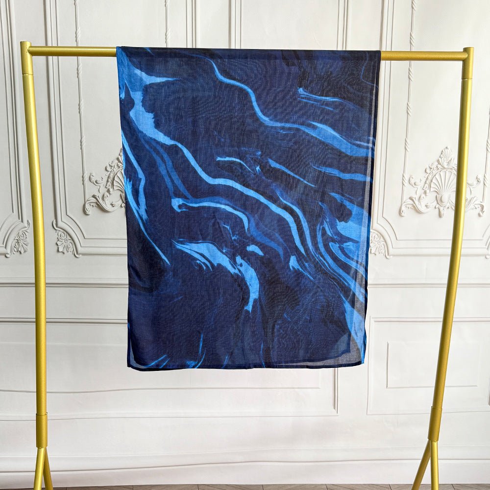 Watercolor Artistic Modal Hijab with Painted Floral Motifs (MH144) - Mariam's Collection