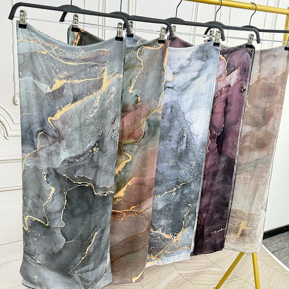 Watercolor Artistic Modal Hijab with Painted Floral Motifs (MH144) - Mariam's Collection