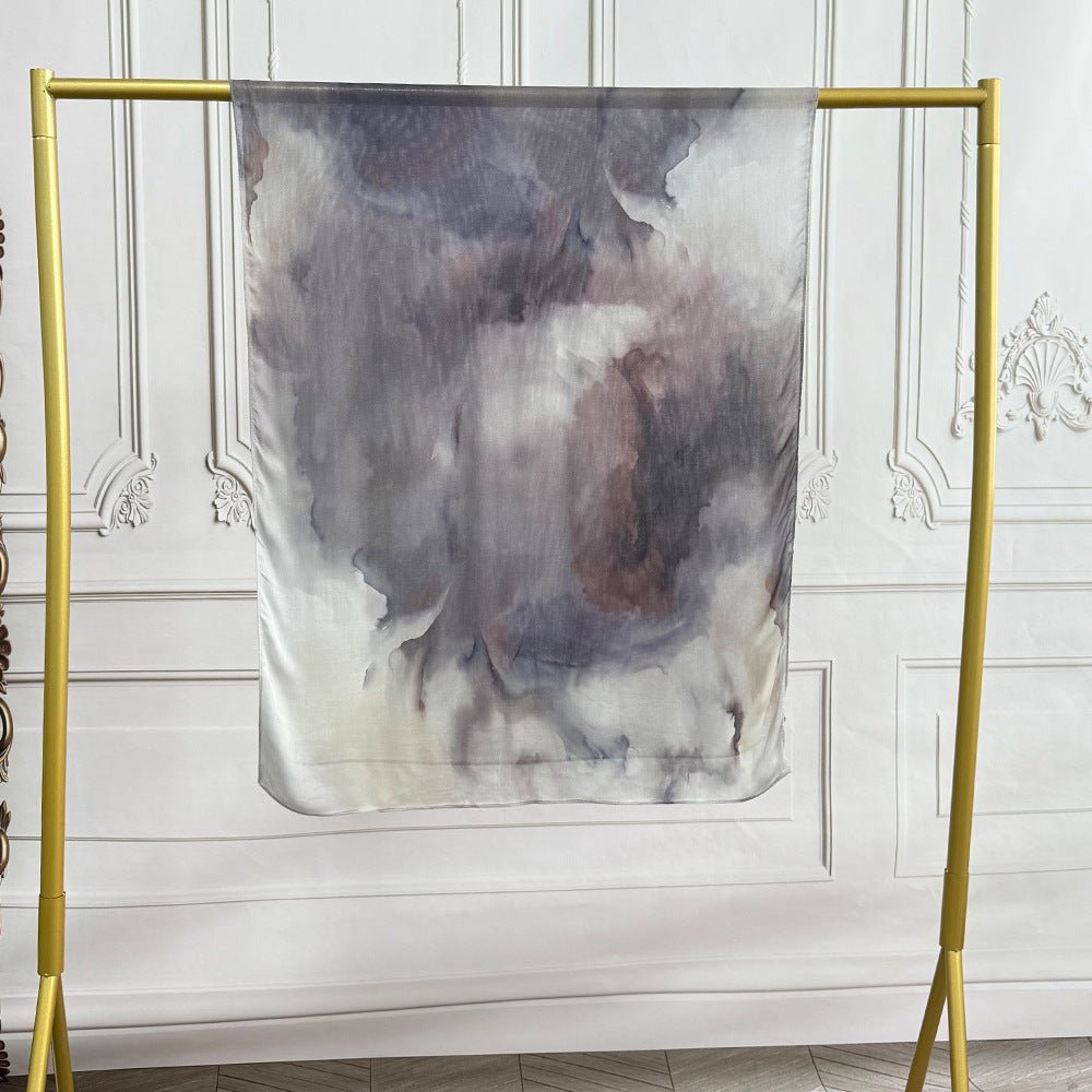 Watercolor Artistic Modal Hijab with Painted Floral Motifs (MH144) - Mariam's Collection