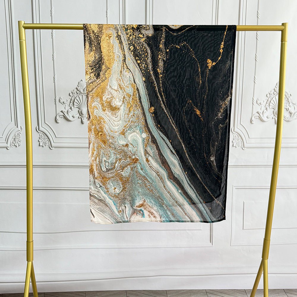 Watercolor Artistic Modal Hijab with Painted Floral Motifs (MH144) - Mariam's Collection