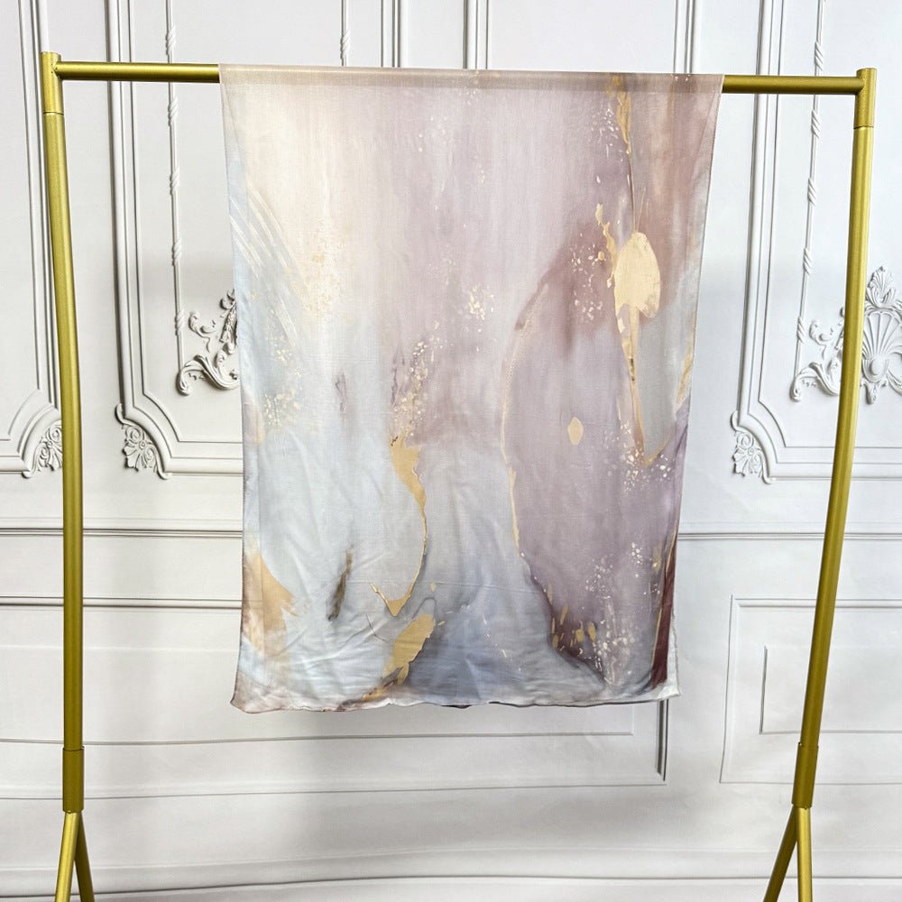 Watercolor Artistic Modal Hijab with Painted Floral Motifs (MH144) - Mariam's Collection