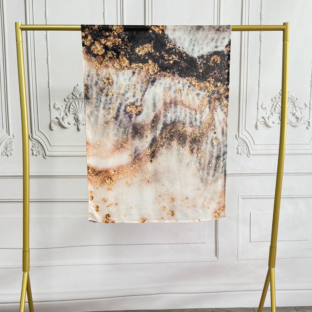 Watercolor Artistic Modal Hijab with Painted Floral Motifs (MH144) - Mariam's Collection