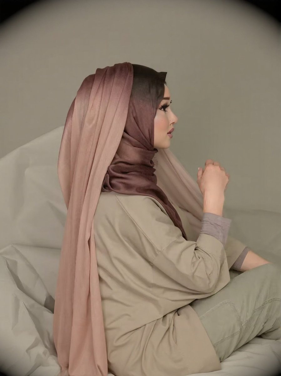 Watercolor Artistic Modal Hijab with Painted Floral Motifs (MH144) - Mariam's Collection