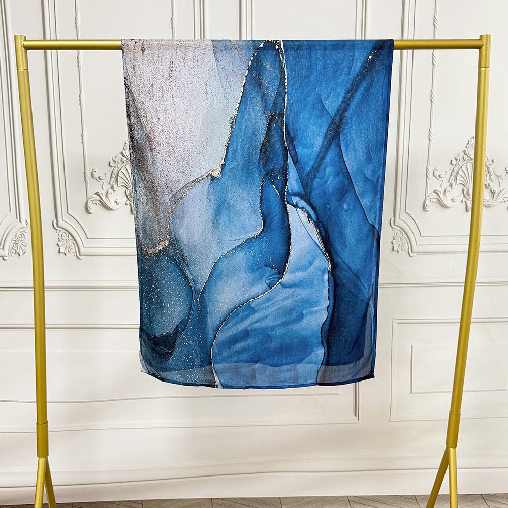 Watercolor Artistic Modal Hijab with Painted Floral Motifs (MH144) - Mariam's Collection