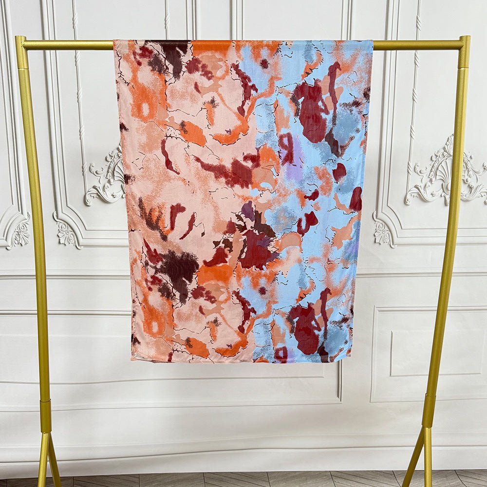 Watercolor Artistic Modal Hijab with Painted Floral Motifs (MH144) - Mariam's Collection