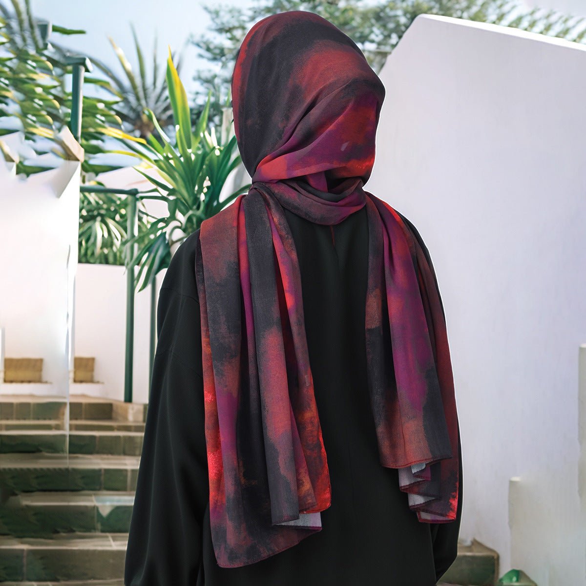 Watercolor Artistry Ethereal Print Hijab (MH176) - Mariam's Collection