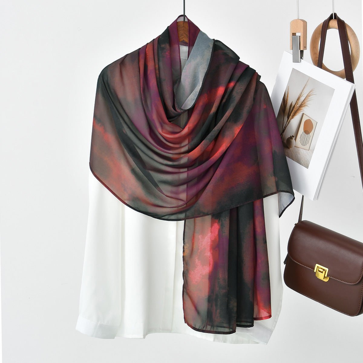 Watercolor Artistry Ethereal Print Hijab (MH176) - Mariam's Collection