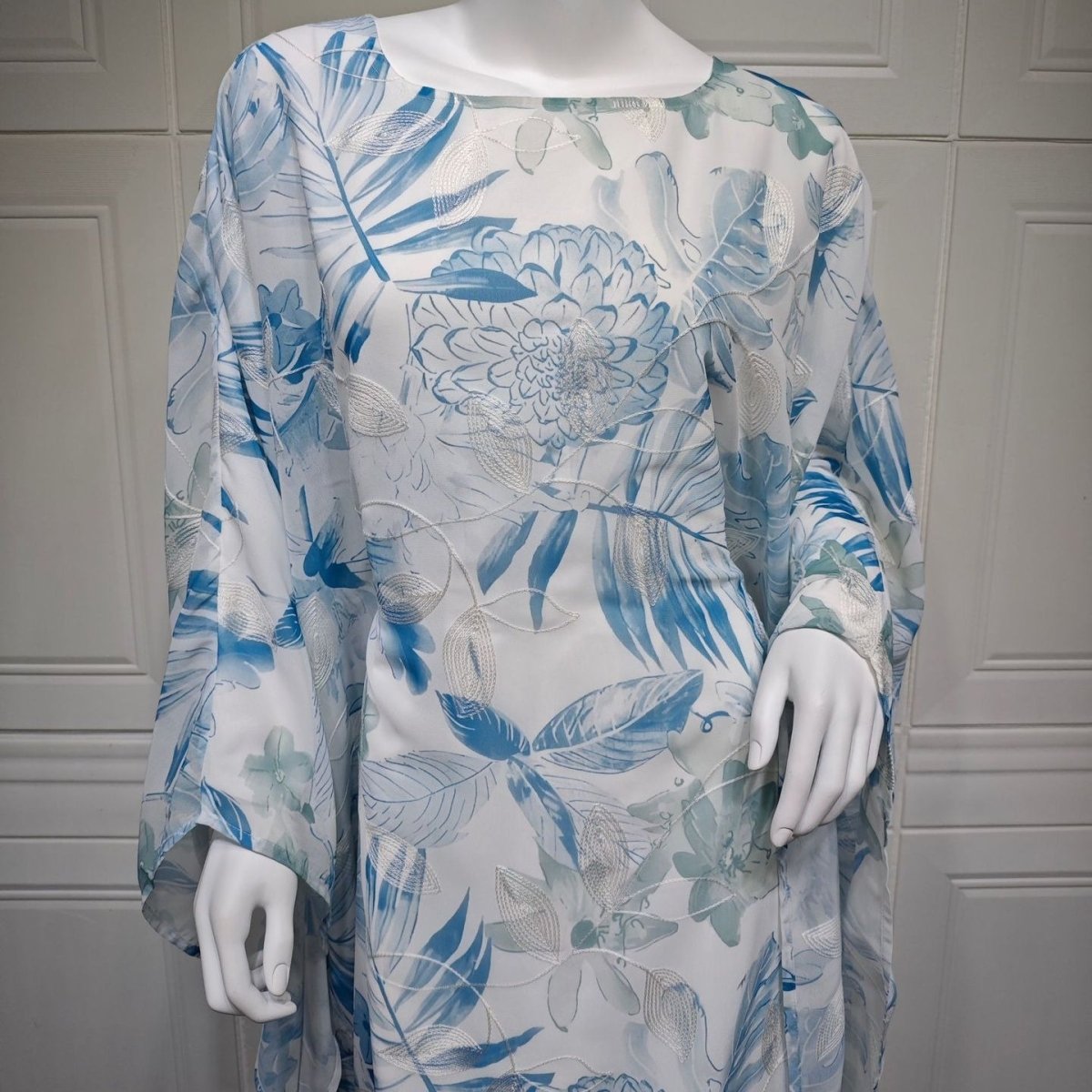 Watercolor Floral Kaftan Abaya | Batwing Sleeve Pullover(MA371) - Mariam's Collection