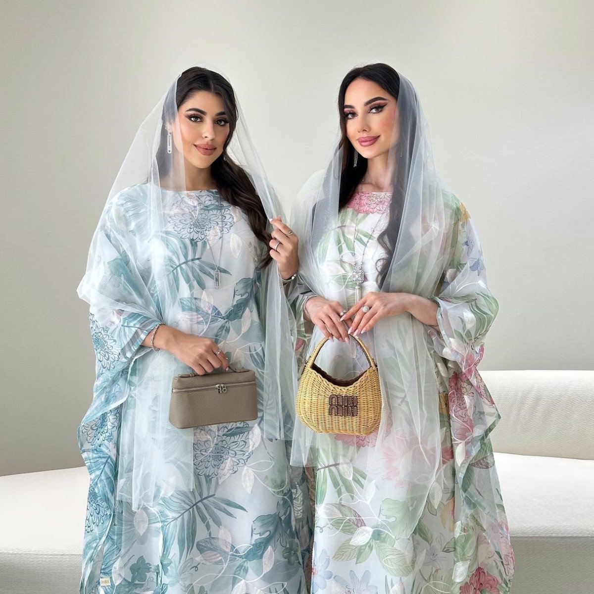 Watercolor Floral Kaftan Abaya | Batwing Sleeve Pullover Abaya