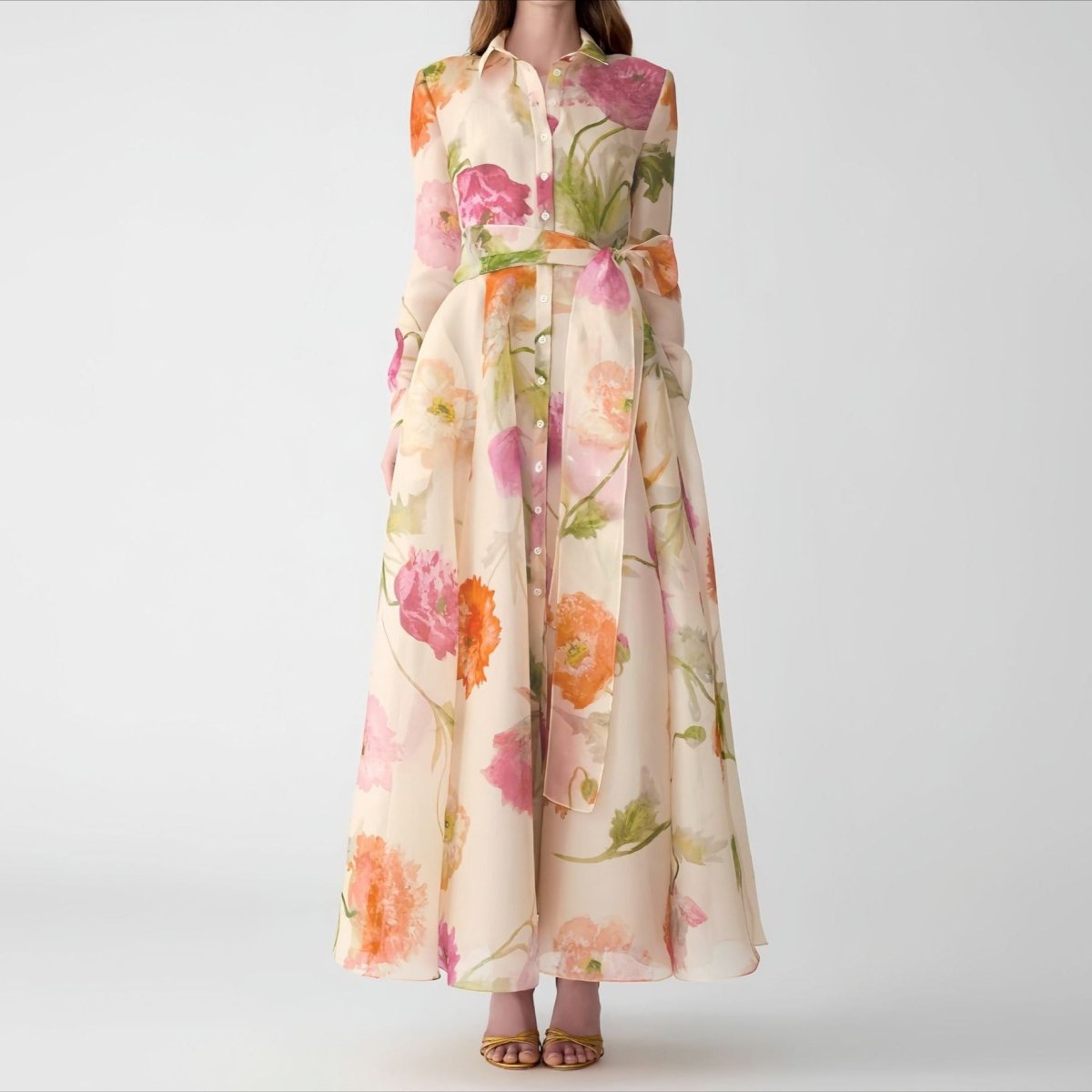 watercolour maxi dress LIGHT BLUE WATERCOLOUR FLOWER SCARF DRAPE LONG DRESS  MARQUES ' ALMEIDA