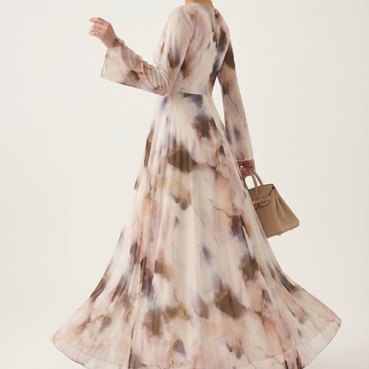 Watercolour Print Maxi Dress(MS447) - Mariam's Collection