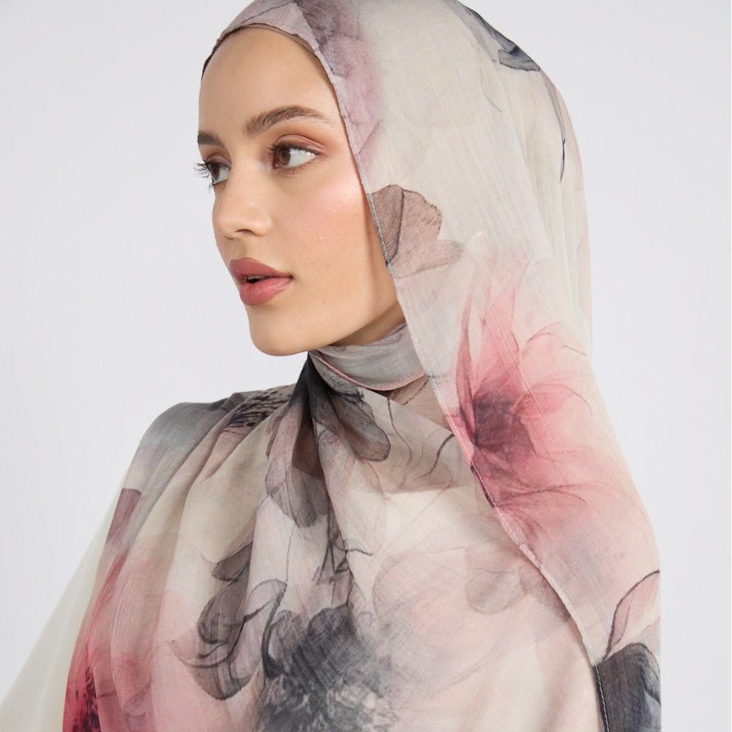 Watercolour & Tie-Dye Print Lightweight Hijab Scarf(MH257) - Mariam's Collection