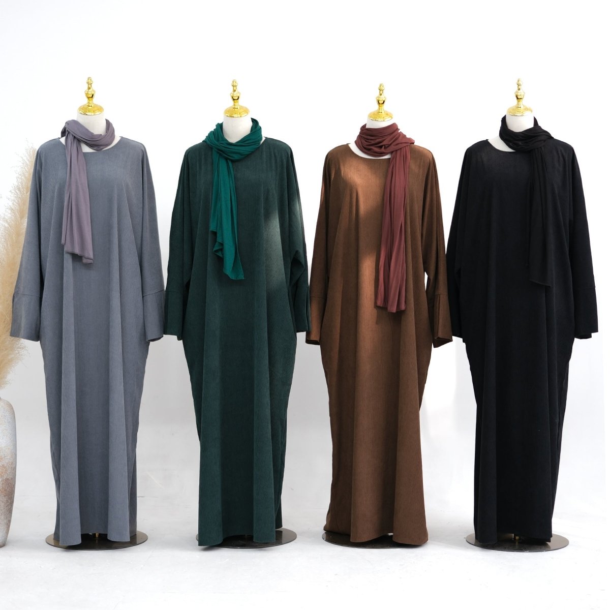 Wide Sleeve Corduroy Abaya (MA045) - Mariam's Collection