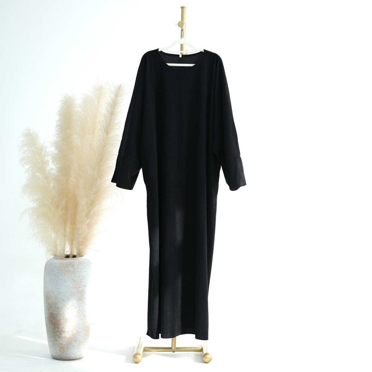 Wide Sleeve Corduroy Abaya (MA045) - Mariam's Collection