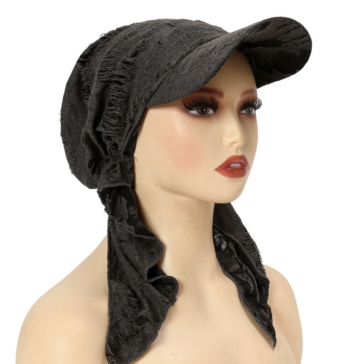 Women's Multi - Color Fashion Baseball Cap – Frayed Edge Boho Beanie with Feather Detail(MH113) - Mariam's Collection