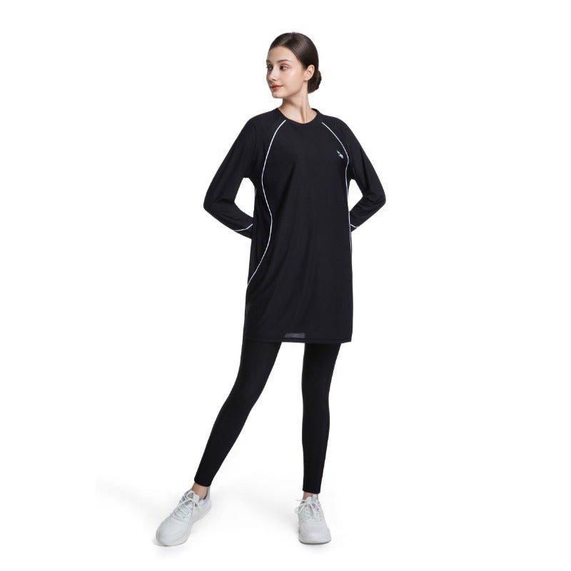 Women's Quick Dry Long Sleeve Modest Workout Top | Polyester Athletic Yoga Tunic with Simple Lines(MS114) - Mariam's Collection