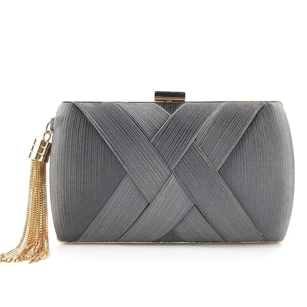 Women's Silk Evening Bag with Elegant Tassel Pendant - MAC032 Mariam's - Mariam's Collection