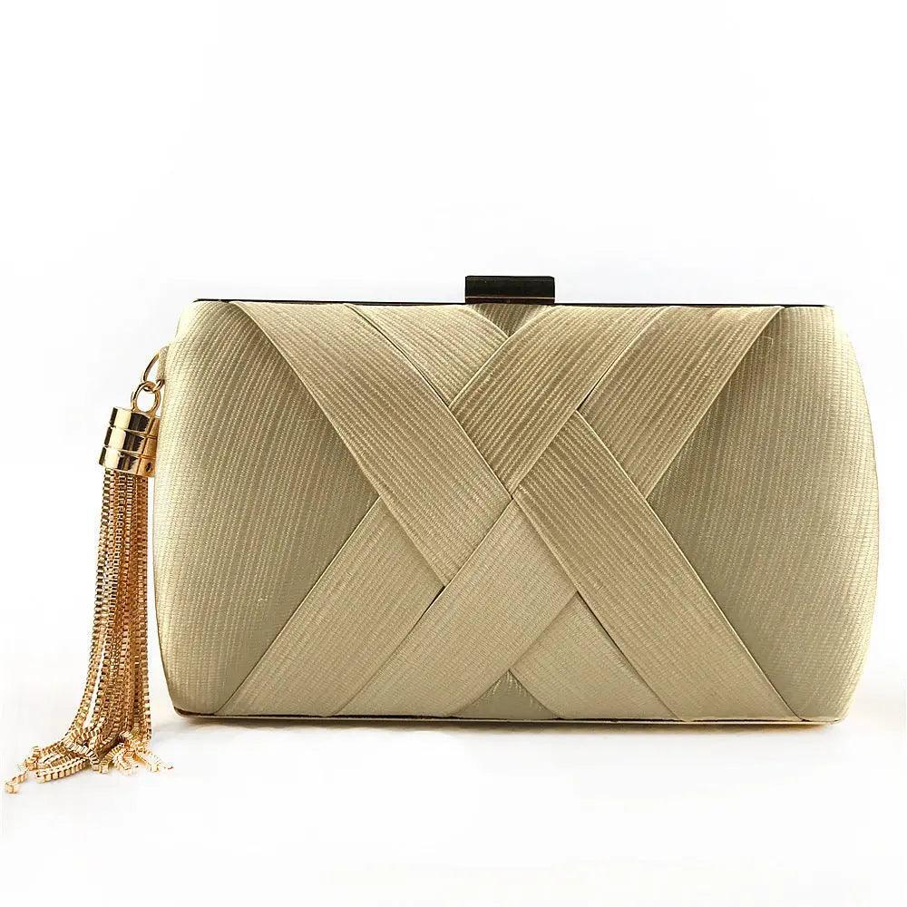Women's Silk Evening Bag with Elegant Tassel Pendant - MAC032 Mariam's - Mariam's Collection
