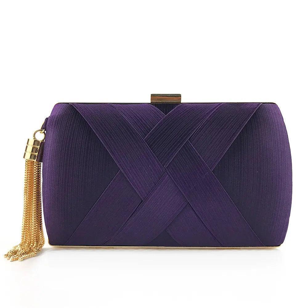 Women's Silk Evening Bag with Elegant Tassel Pendant - MAC032 Mariam's - Mariam's Collection