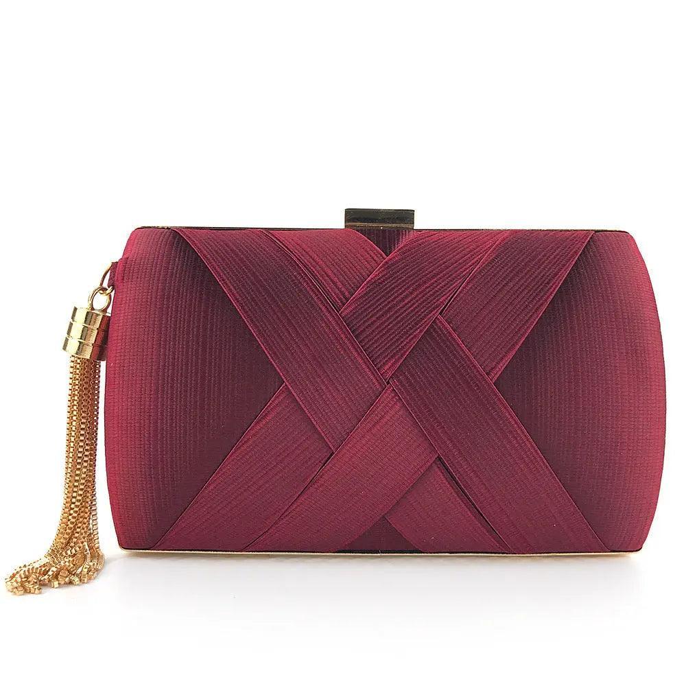 Women's Silk Evening Bag with Elegant Tassel Pendant - MAC032 Mariam's - Mariam's Collection