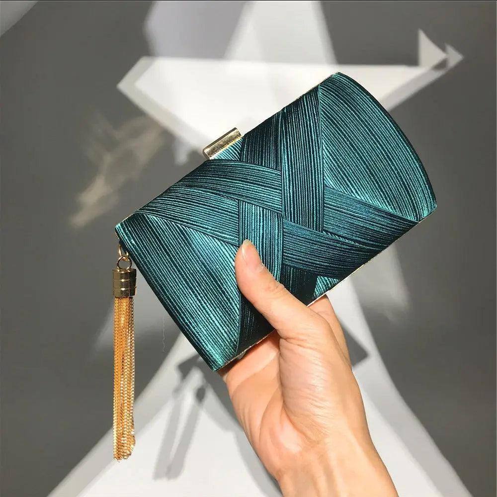 Women's Silk Evening Bag with Elegant Tassel Pendant - MAC032 Mariam's - Mariam's Collection