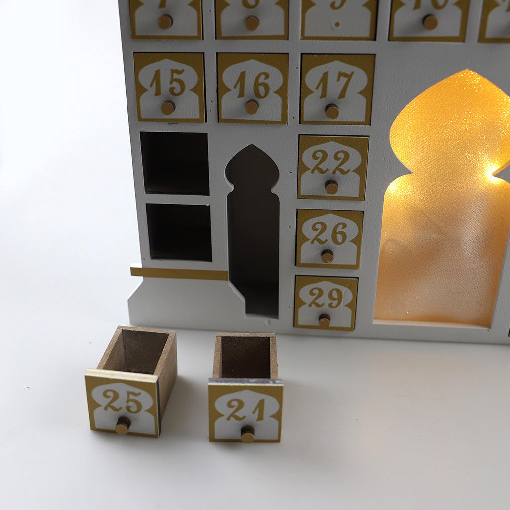 Wooden Arabic Castle Ramadan Countdown (MAC384) - Mariam's Collection