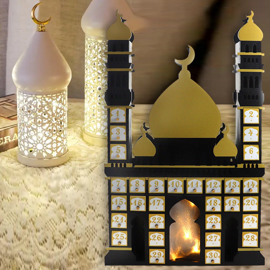 Wooden Arabic Castle Ramadan Countdown (MAC384) - Mariam's Collection