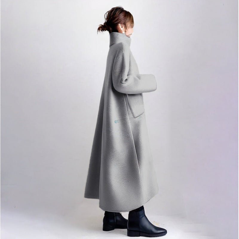 Wool Blend Turtleneck Coat Dress | Oversized Maxi Dress with Pockets(MS237) - Mariam's Collection