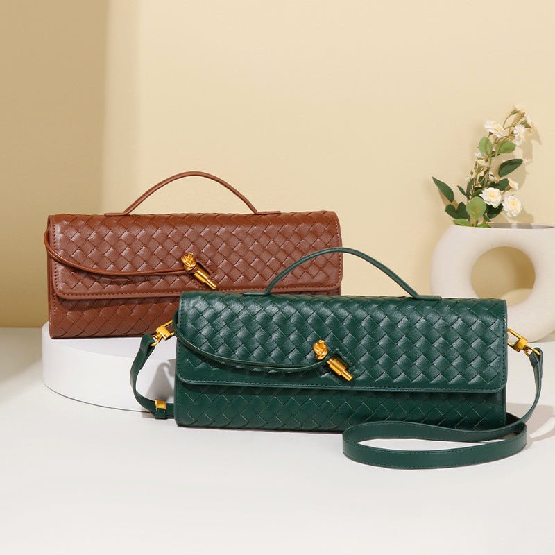 Woven PU Leather Clutch Bag(MAC432) - Mariam's Collection