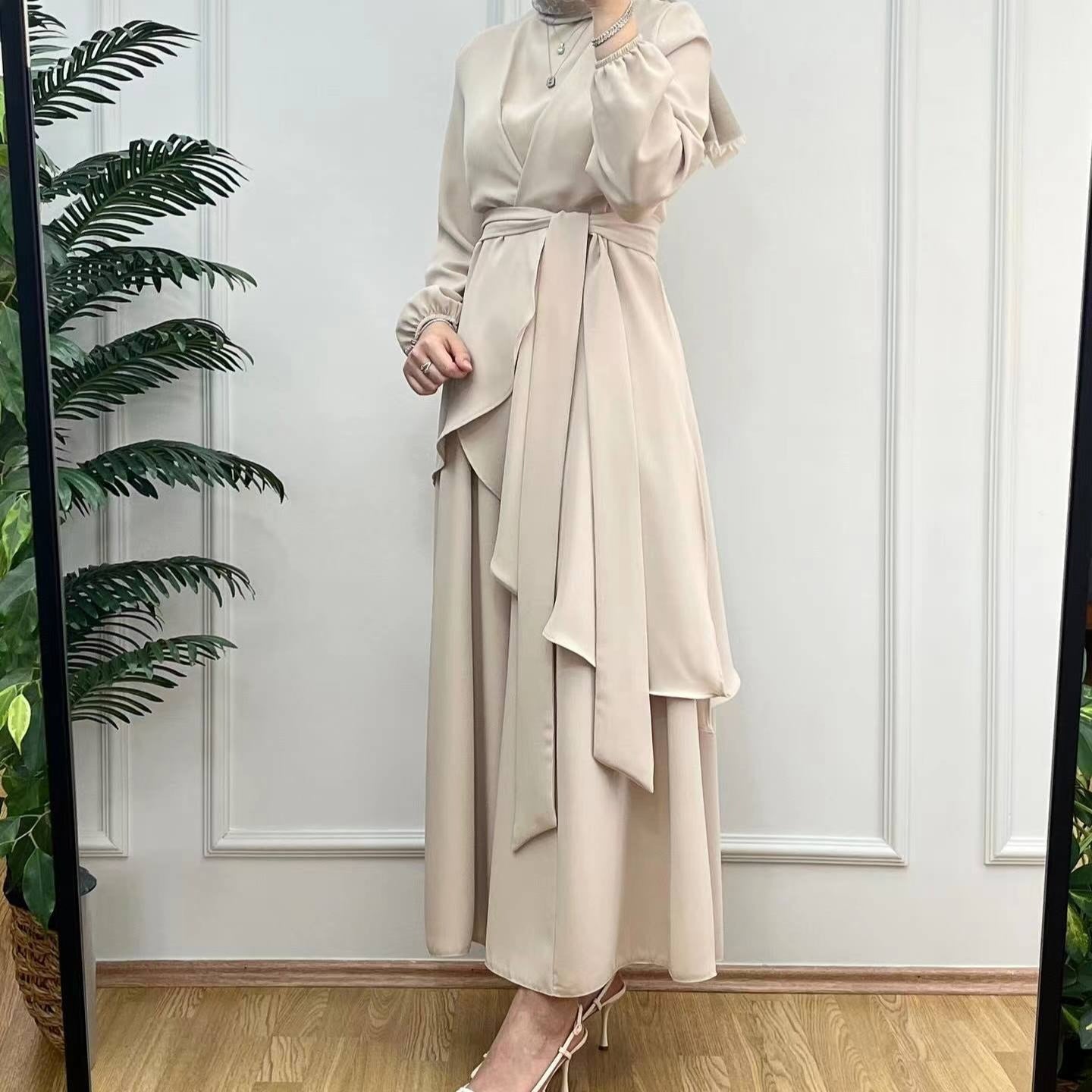 Wrap V-Neck Balloon Sleeve Tie-Waist Top & Wide-Leg Trousers Two-Piece Co-ord Set(MS517) - Mariam's Collection