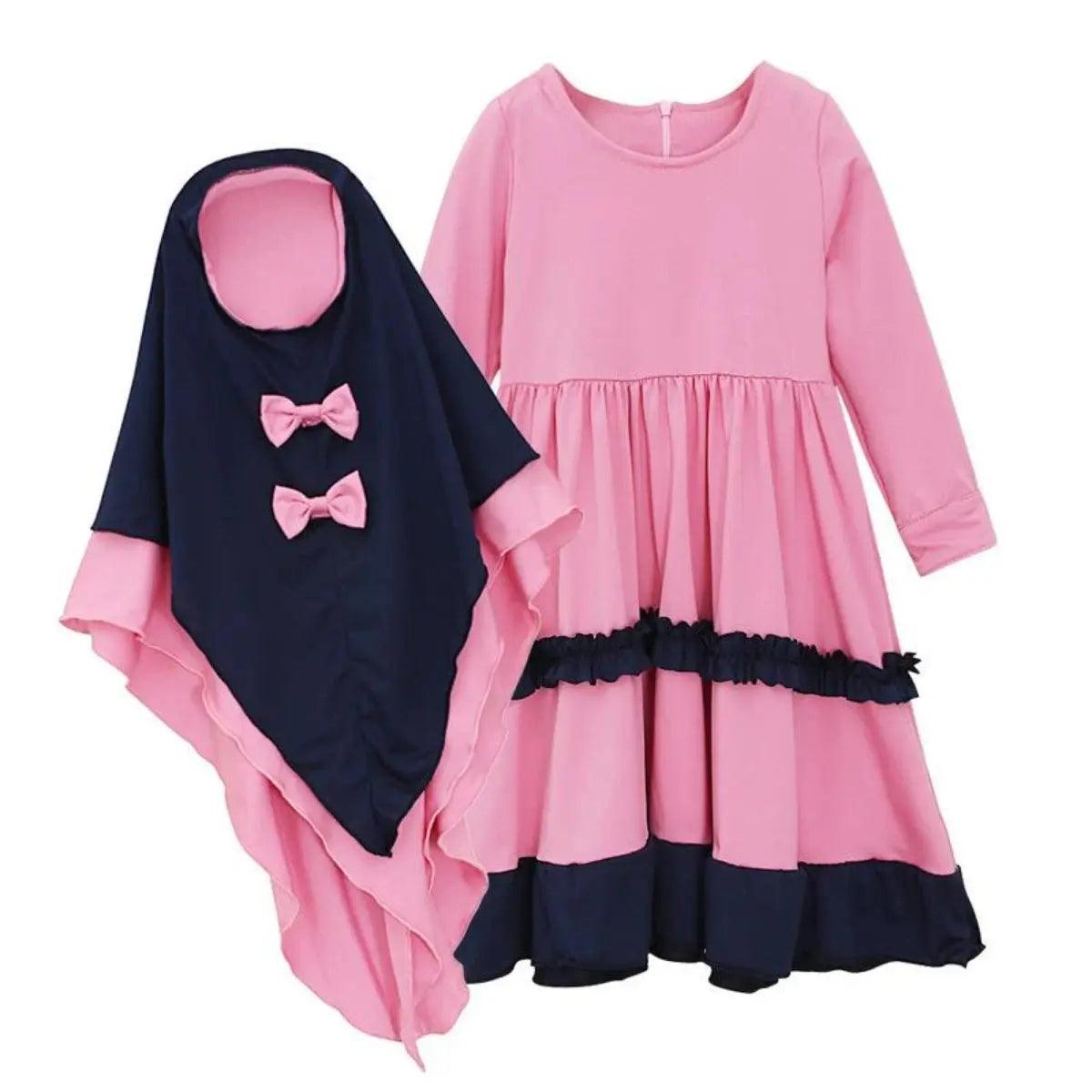 MJ013 Two -Color Cute Bow Two Piece Kids Jlibab Mariam's Collection