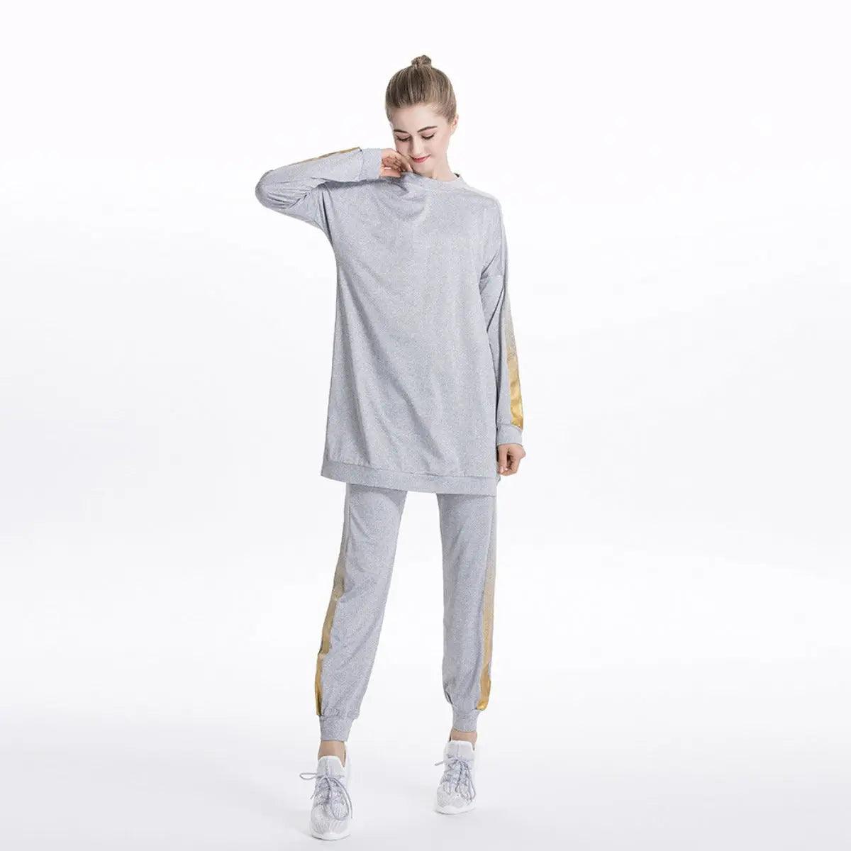 MB008 Two Piece Outfits Long Sleeve Crewneck Sweatsuit with Jogger Pants Mariam's Collection
