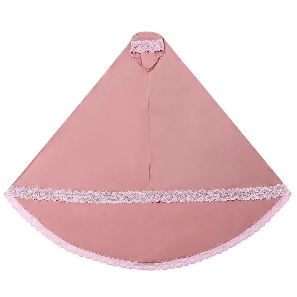 MK003 Jersey Muslim Kids Girls Khimar  With Lace Edge Hijab 6-12 Years Mariam's Collection