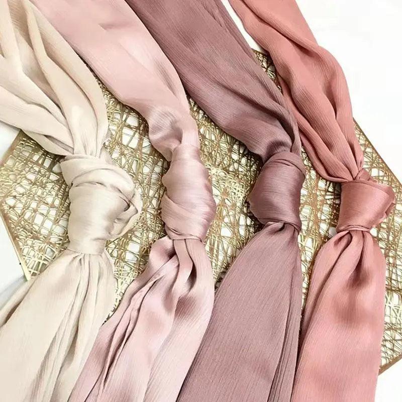 MH006 Premium Crinkled Satin Scarf 70*175 CM - Mariam's Collection
