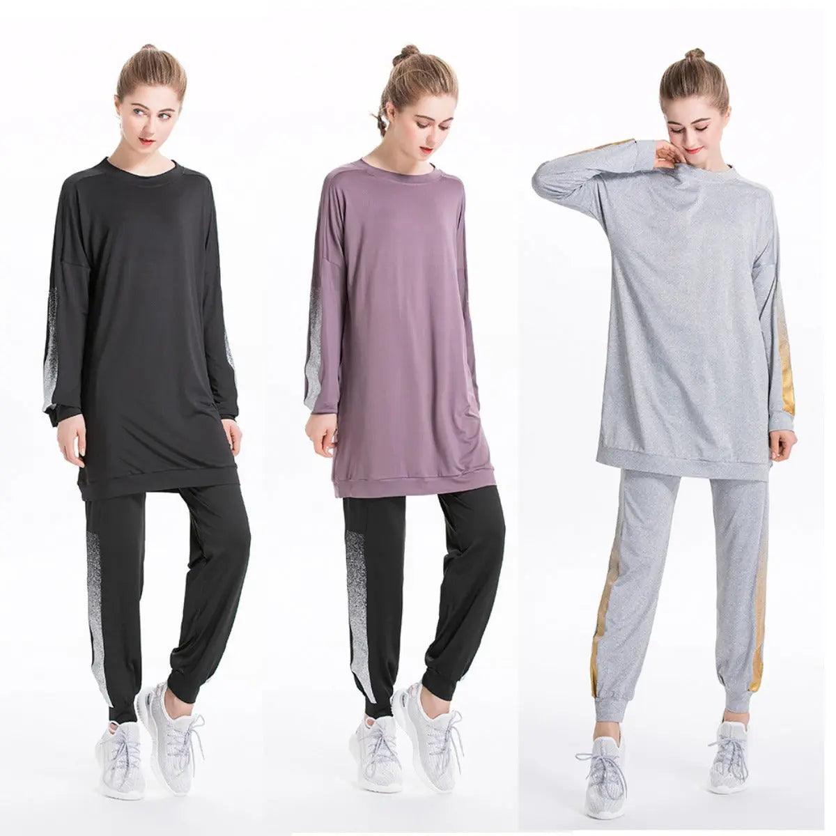 MB008 Two Piece Outfits Long Sleeve Crewneck Sweatsuit with Jogger Pants Mariam's Collection