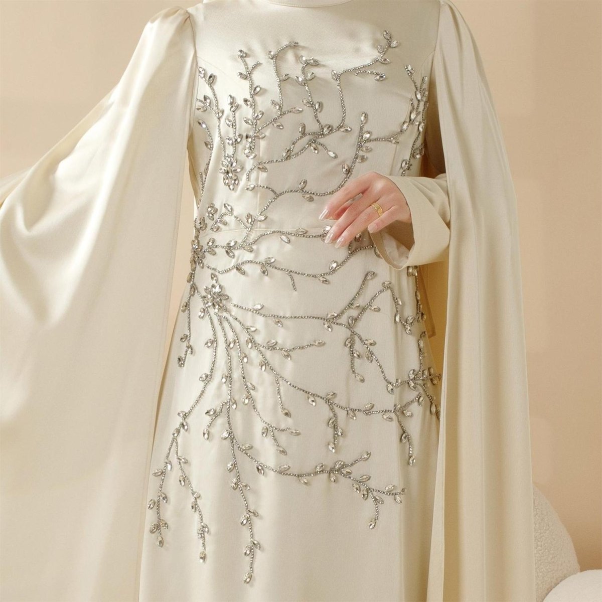 When Modesty Becomes Magic: The Allure of a Hand-Embellished Cape Abaya April 2025 - Mariam's Collection