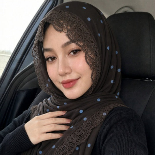Foulard Hijab à Dentelle Pois (MH252)