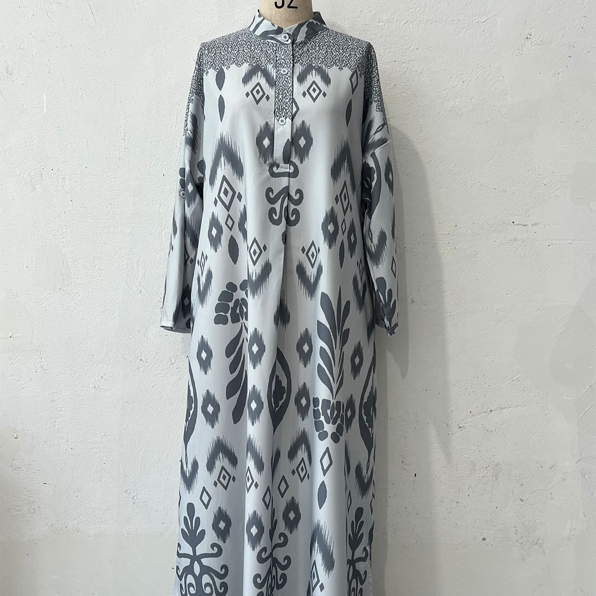 Long Sleeve Modest Maxi Dress | Elegant Ethnic Pattern Kaftan(MA379)