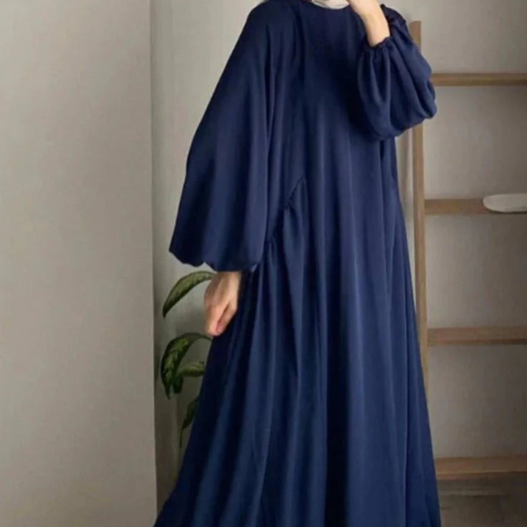 Modest Loose Fit Abaya with Lantern Sleeves | Ice Crepe Pullover Abaya (MA153)
