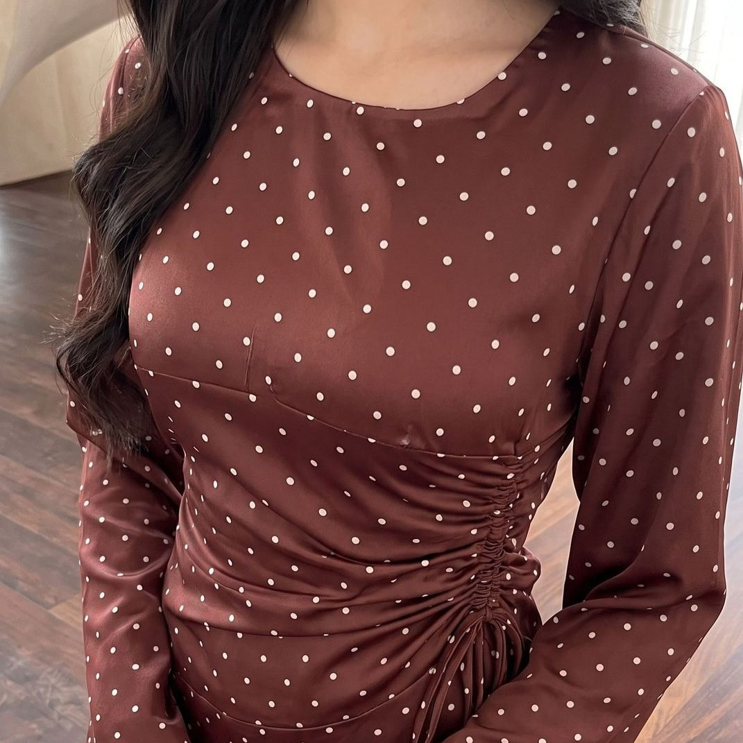 Polka Dot Flared Sleeve Maxi Dress(MS503)
