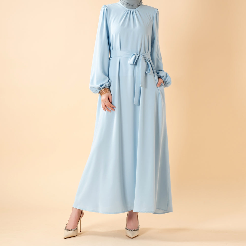 Candy Color Pleated Abaya | Must - have Essential Basic Dress (MA142) - Mariam's Collection