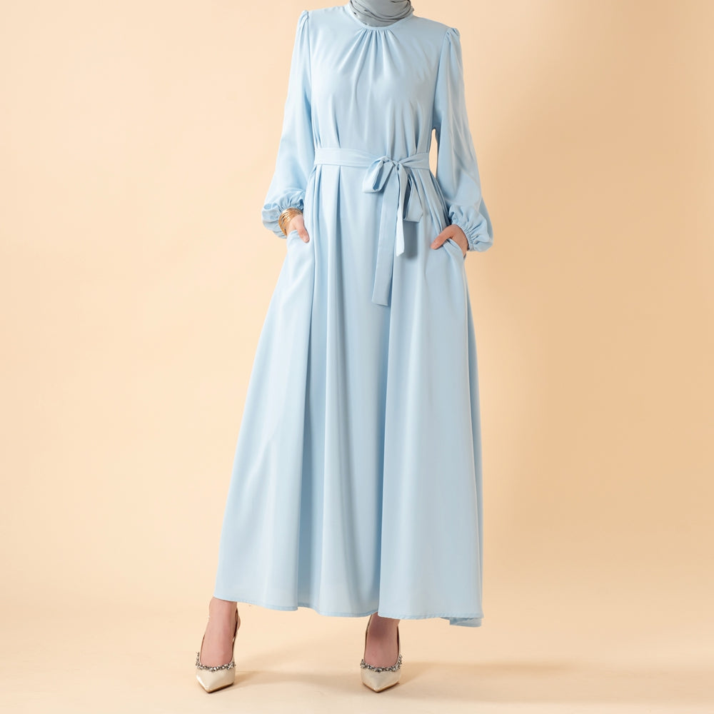 Candy Color Pleated Abaya | Must - have Essential Basic Dress (MA142) - Mariam's Collection