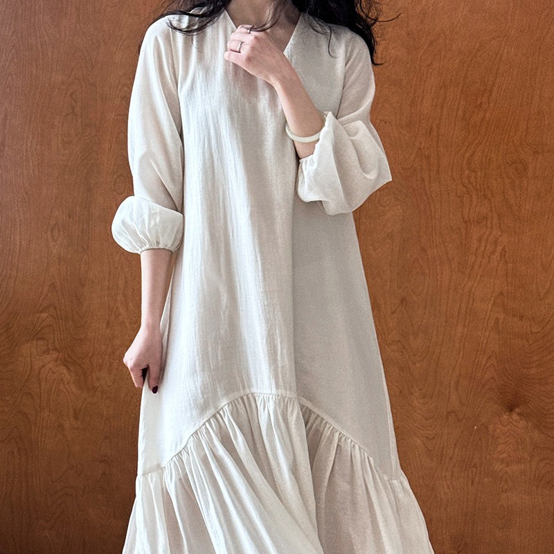 French-Inspired Ruffle Hem Maxi Dress(MS549)