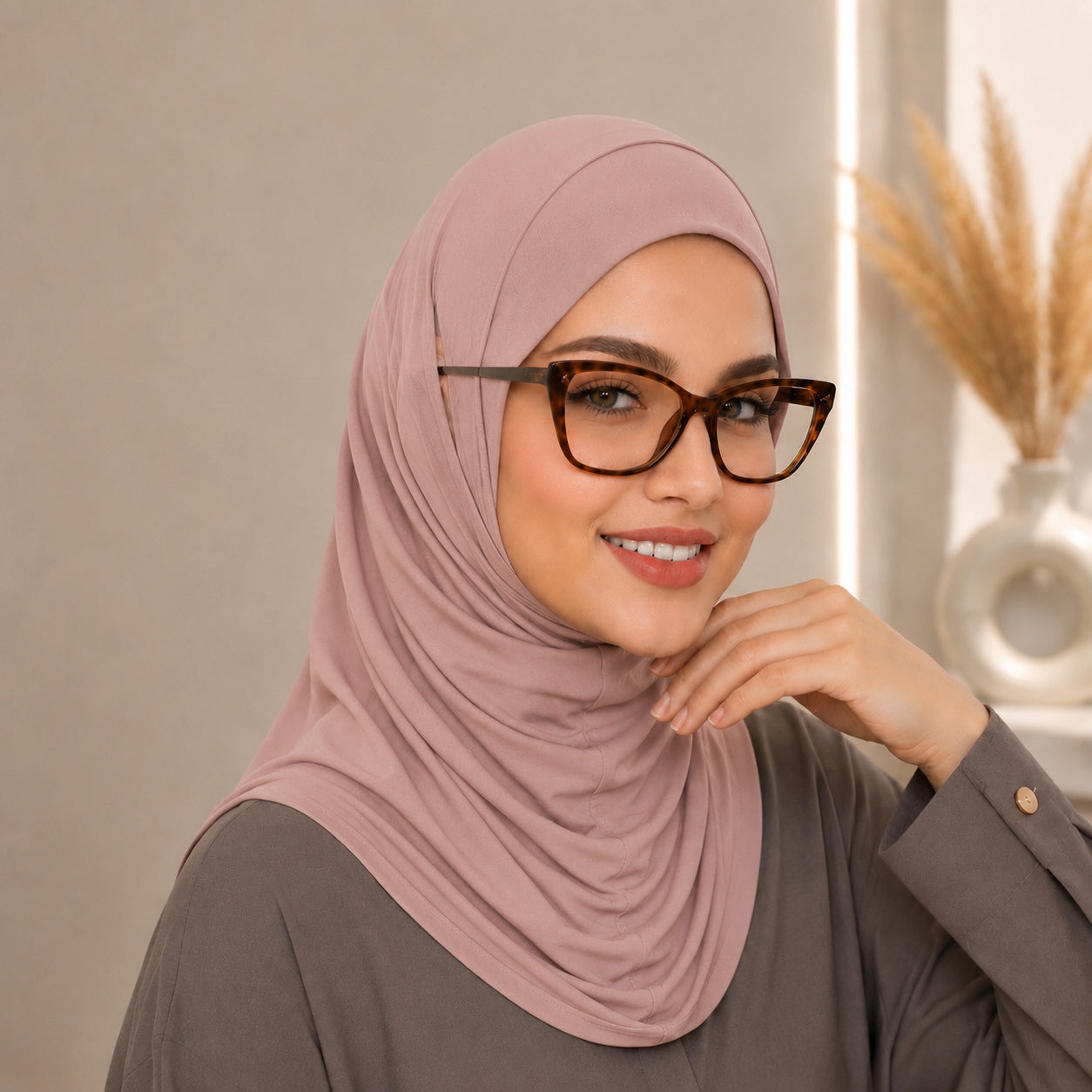 Stretch-Fit Instant Hijab — Cotton Modal, Earphone-Friendly (MH224)